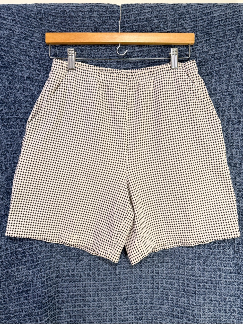 Liz Claiborne Vintage Summer Shorts Womens Small Black White Stretch Gingham